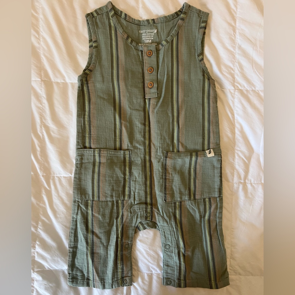 Striped Green Baby Romper